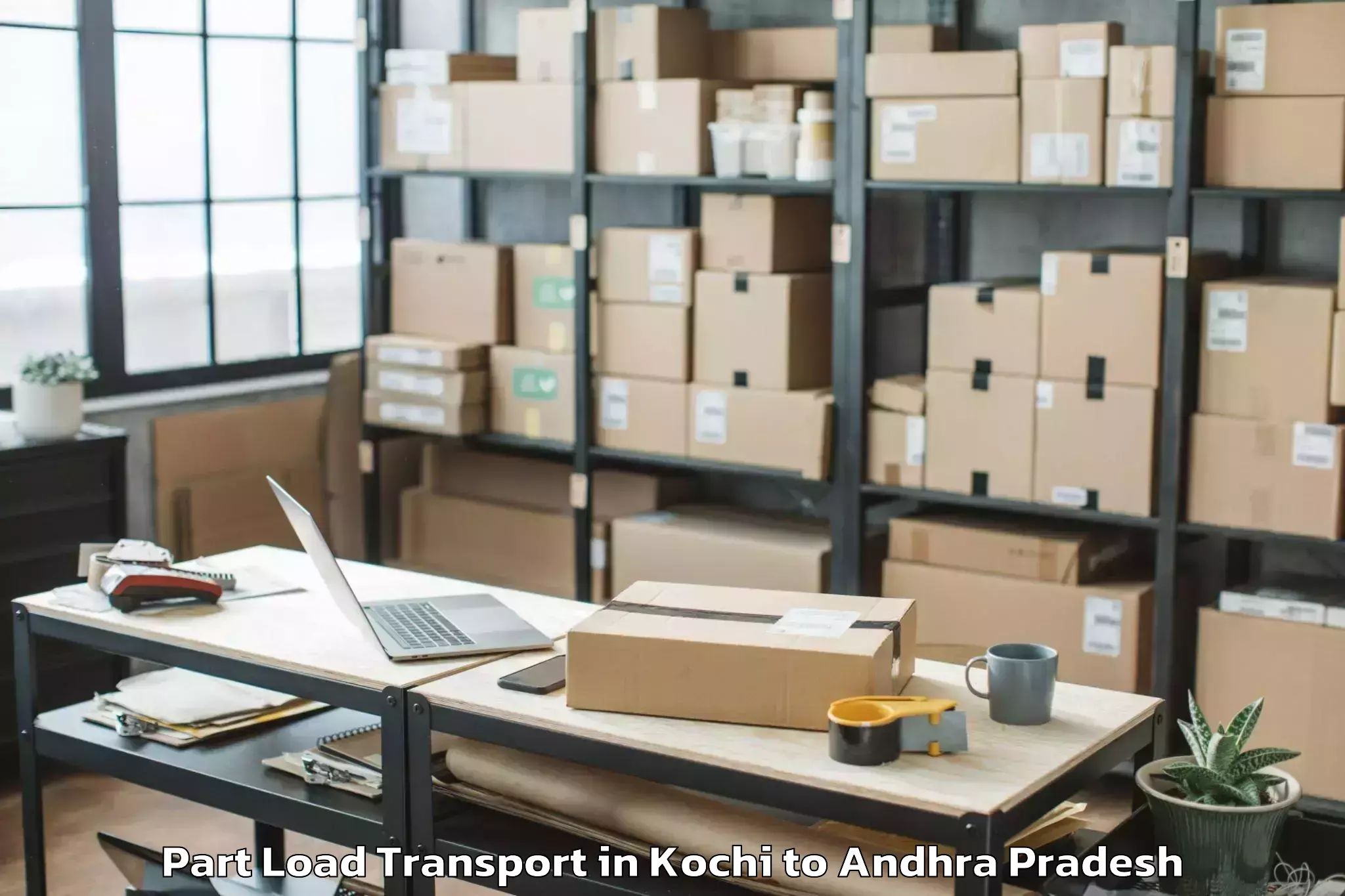 Top Kochi to Poduru Part Load Transport Available